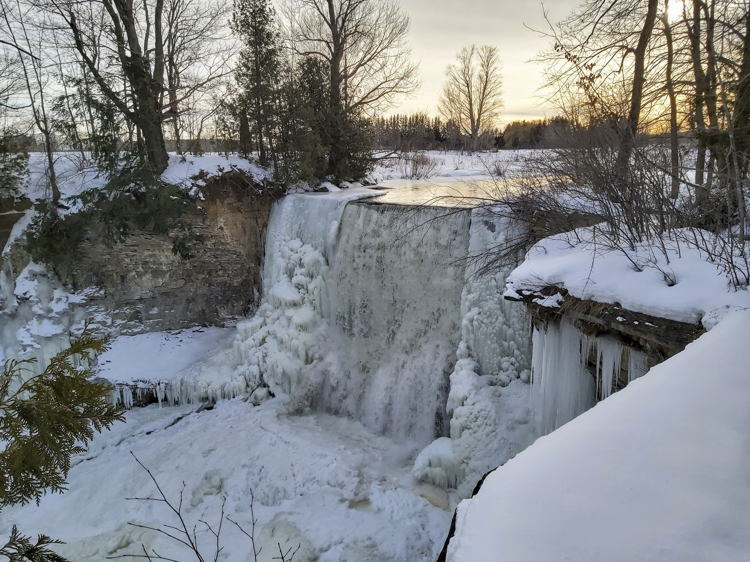 Indian Falls Icy Sunset (Winter), Georgian Bluffs Real Estate - Brandon Downing